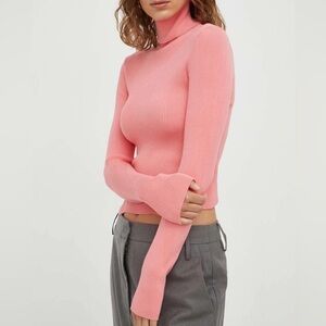 Maison Scotch Pink Ribbed Turtleneck Long Sleeve Top Size XS